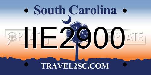 IIE2900 South Carolina License Plate