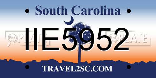 IIE5952 South Carolina License Plate