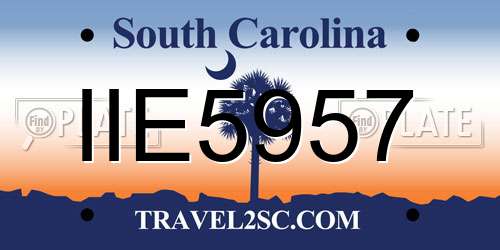 IIE5957 South Carolina License Plate