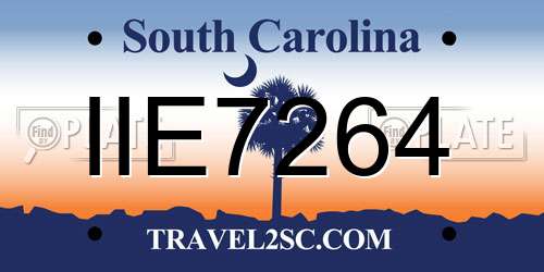IIE7264 South Carolina License Plate