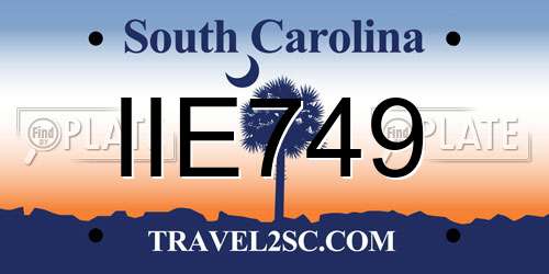 IIE749 South Carolina License Plate