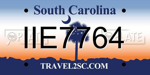 IIE7764 South Carolina License Plate