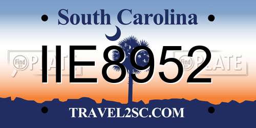 IIE8952 South Carolina License Plate