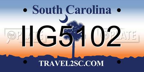 IIG5102 South Carolina License Plate
