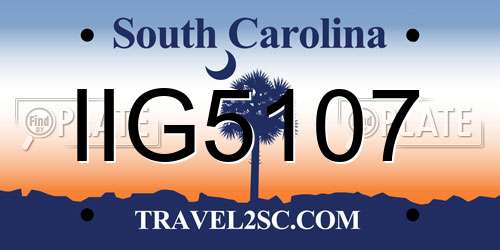 IIG5107 South Carolina License Plate