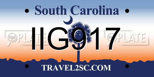 IIG917 South Carolina License Plate