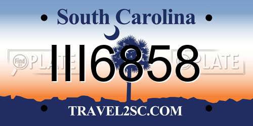III6858 South Carolina License Plate