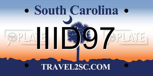 IIID97 South Carolina License Plate
