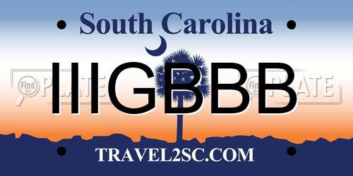 IIIGBBB South Carolina License Plate