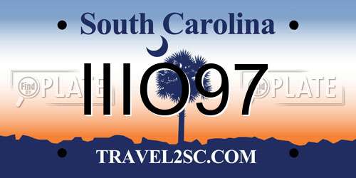 IIIO97 South Carolina License Plate