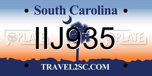 IIJ935 South Carolina License Plate