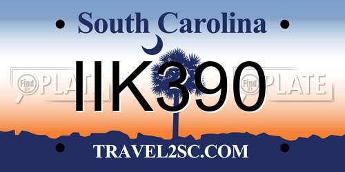 IIK390 South Carolina License Plate