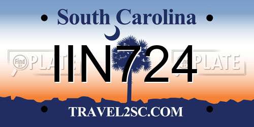 IIN724 South Carolina License Plate