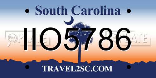 IIO5786 South Carolina License Plate