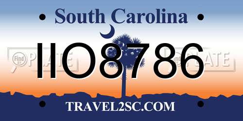 IIO8786 South Carolina License Plate