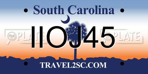 IIOJ45 South Carolina License Plate