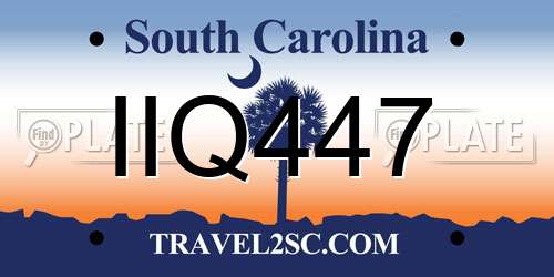 IIQ447 South Carolina License Plate
