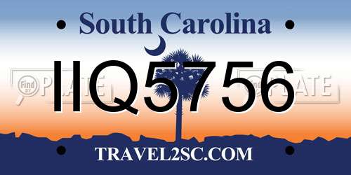 IIQ5756 South Carolina License Plate