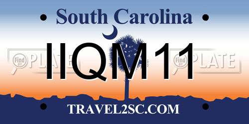 IIQM11 South Carolina License Plate