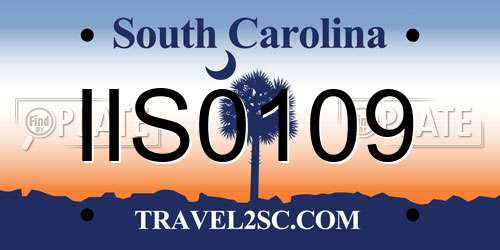 IIS0109 South Carolina License Plate