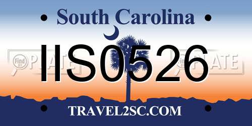 IIS0526 South Carolina License Plate