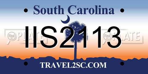IIS2113 South Carolina License Plate