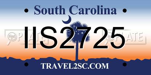IIS2725 South Carolina License Plate