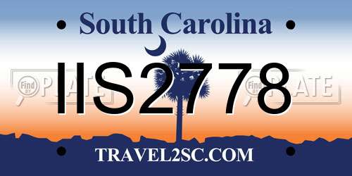IIS2778 South Carolina License Plate