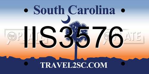 IIS3576 South Carolina License Plate