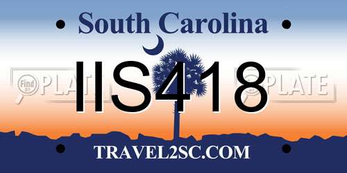 IIS418 South Carolina License Plate