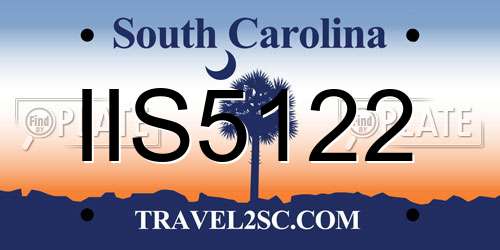 IIS5122 South Carolina License Plate
