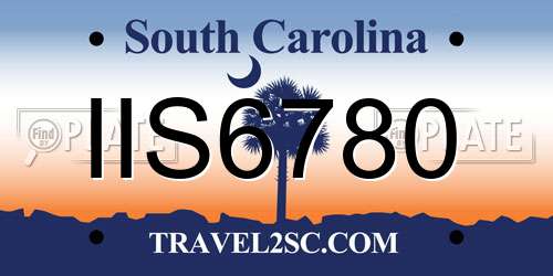 IIS6780 South Carolina License Plate