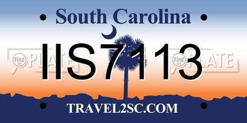 IIS7113 South Carolina License Plate