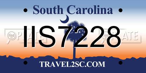 IIS7228 South Carolina License Plate