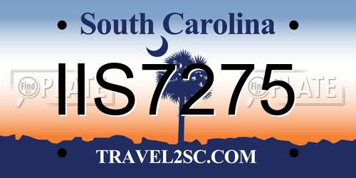 IIS7275 South Carolina License Plate