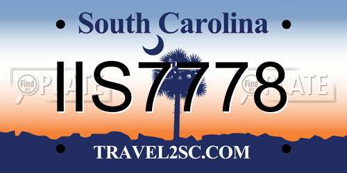 IIS7778 South Carolina License Plate