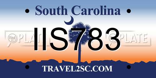IIS783 South Carolina License Plate