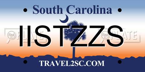 IISTZZS South Carolina License Plate