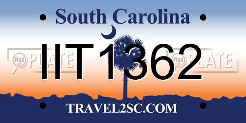 IIT1362 South Carolina License Plate