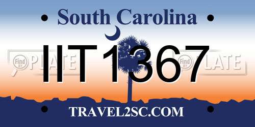 IIT1367 South Carolina License Plate