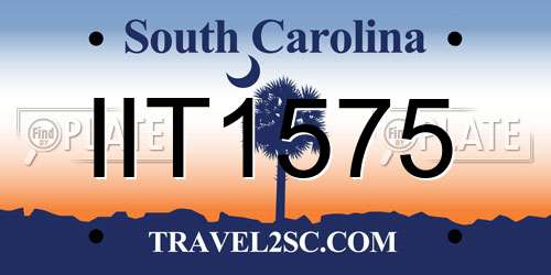IIT1575 South Carolina License Plate