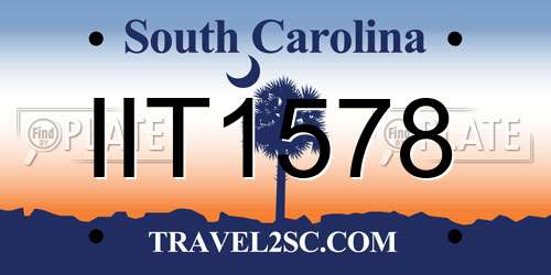 IIT1578 South Carolina License Plate