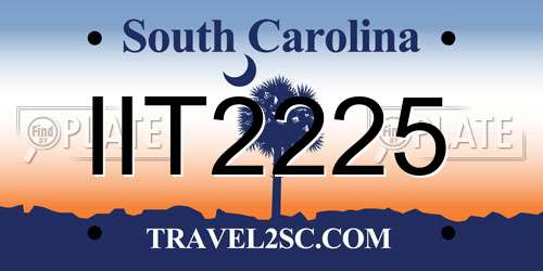 IIT2225 South Carolina License Plate