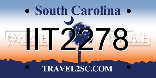 IIT2278 South Carolina License Plate