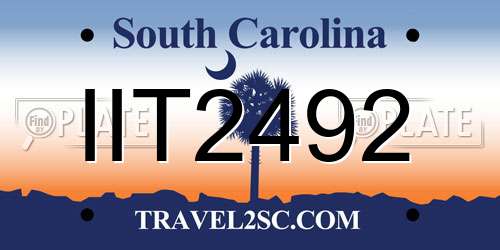 IIT2492 South Carolina License Plate