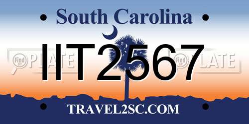 IIT2567 South Carolina License Plate