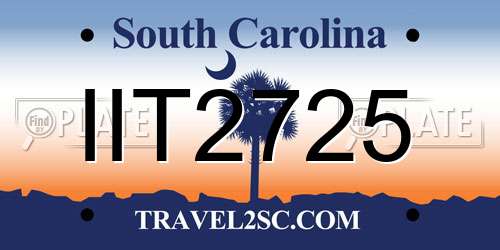 IIT2725 South Carolina License Plate