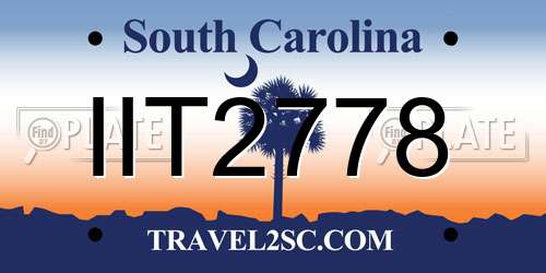 IIT2778 South Carolina License Plate
