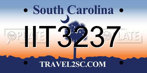 IIT3237 South Carolina License Plate