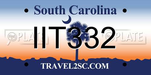 IIT332 South Carolina License Plate